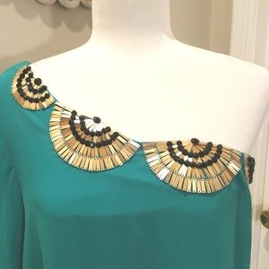 Green Bisou Bisou One Shoulder Dress: Size 12